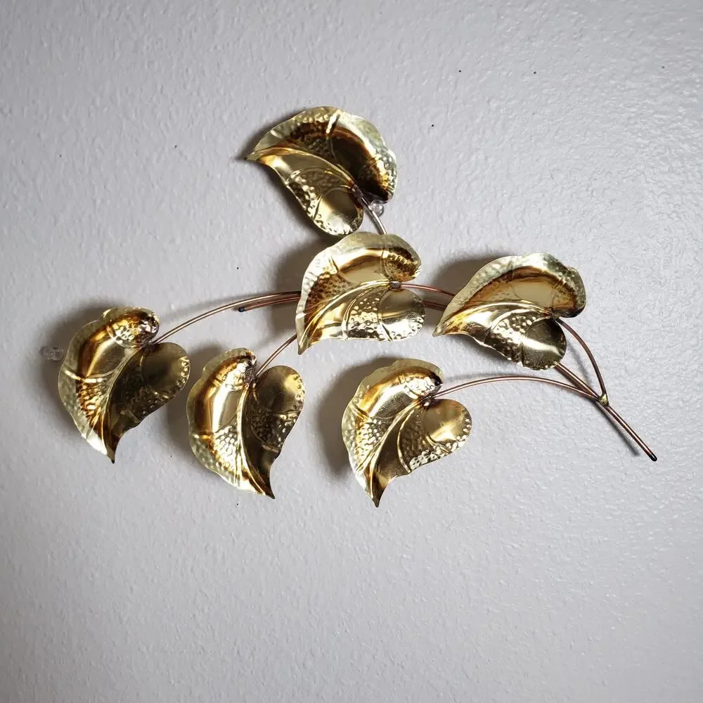 Vintage Mid Century 3D‎ Metal Wall Art With Leaves MCM Hollywood Regency Decor
